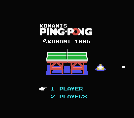Konami's Ping Pong title screen for MSX